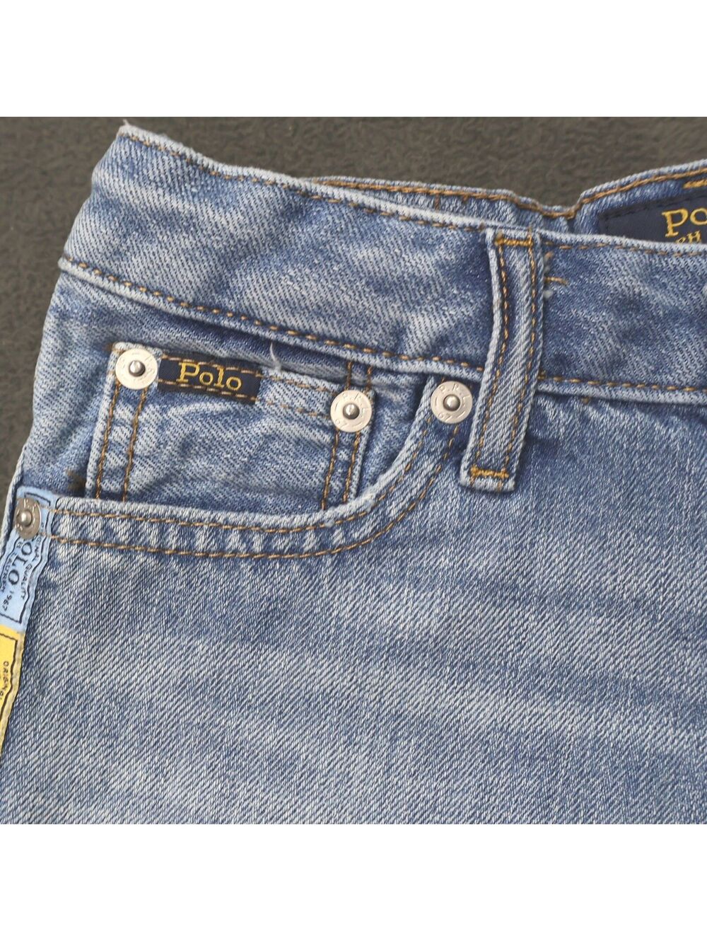 Polo Ralph Lauren Girls Denim Shorts with Colorful Side Labels - Picture 2 of 12